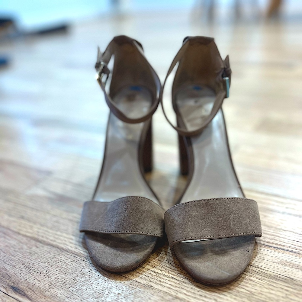 Nude Suede Nine West Heel Sandals